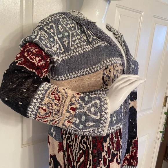 Free People Bandana Hooded Cardigan NWT Size L - Picture 2 of 9